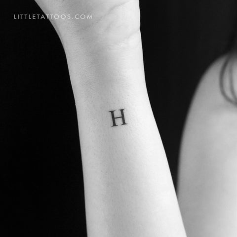 H Uppercase Serif Letter Temporary Tattoo - Set of 3