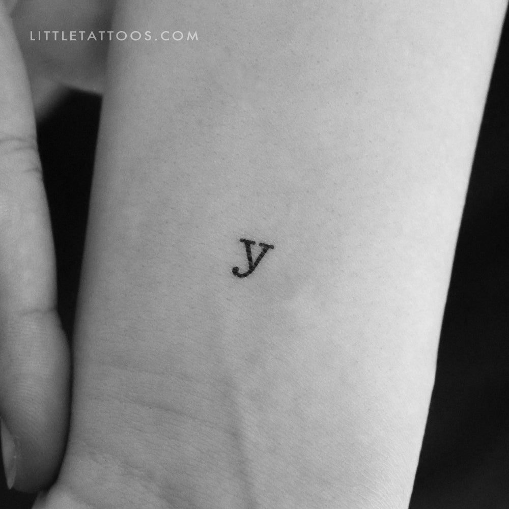 Tatuaje temporal de la letra Y minúscula de máquina de escribir (juego de 3)
