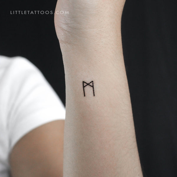 Mannaz Rune Temporary Tattoo - Set of 3