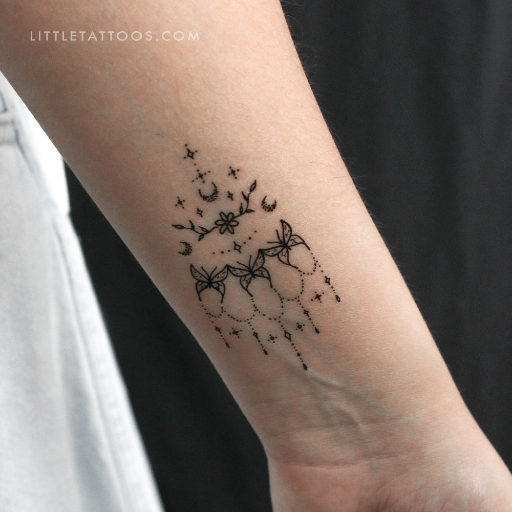 Tatuaje temporal de mariposa en la muñeca de Tukoi (juego de 3)