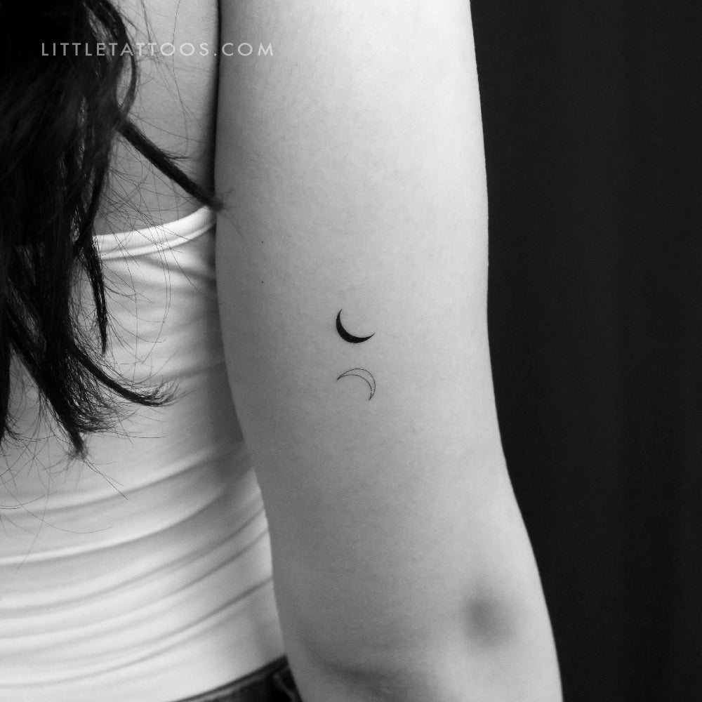 Crescent Moon Couple Temporary Tattoo - Set of 3