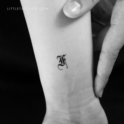 Gothic F Letter Temporary Tattoo - Set of 3