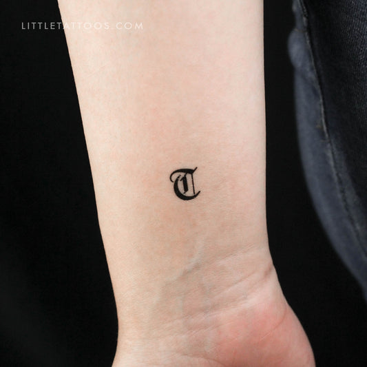 Tatuaje temporal de la letra T gótica - Juego de 3
