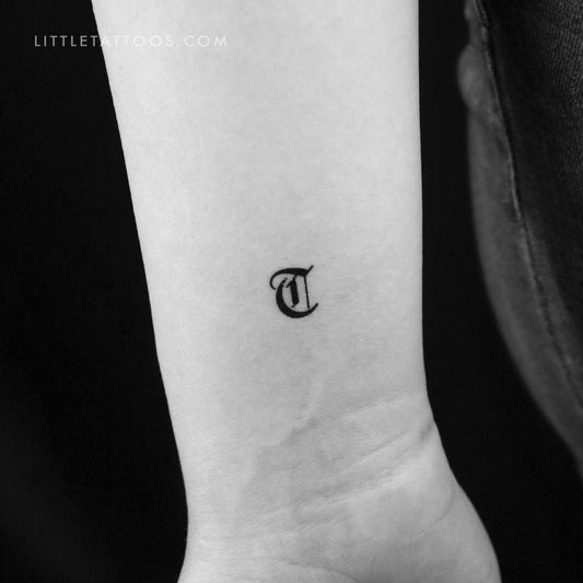 Tatuaje temporal de la letra T gótica - Juego de 3
