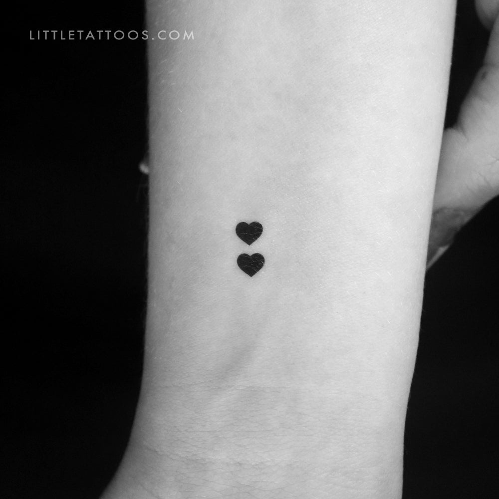 Two Little Black Hearts Temporary Tattoo - Set of 3