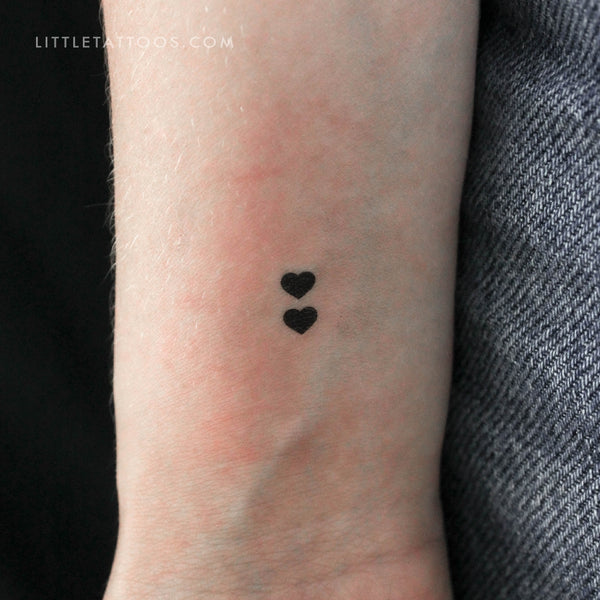 Two Little Black Hearts Temporary Tattoo - Set of 3