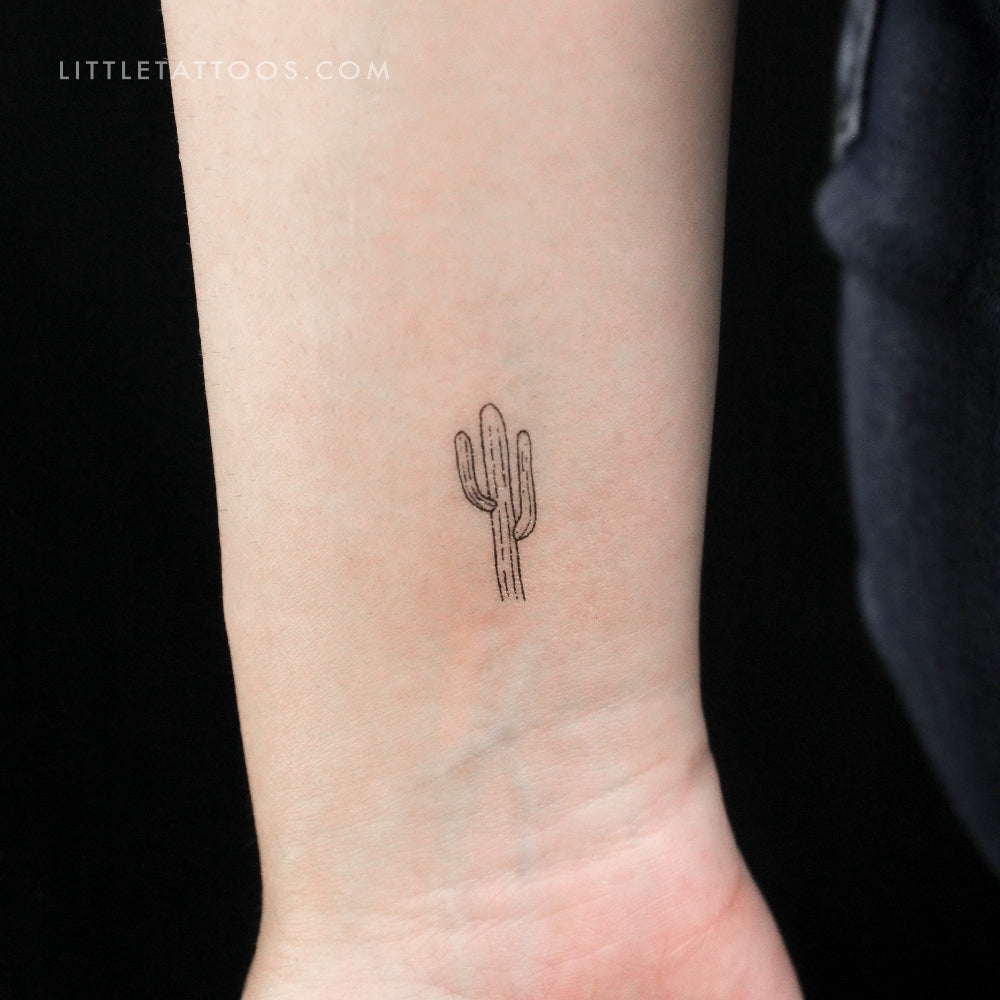 Tatuaje temporal de cactus saguaro (juego de 3)