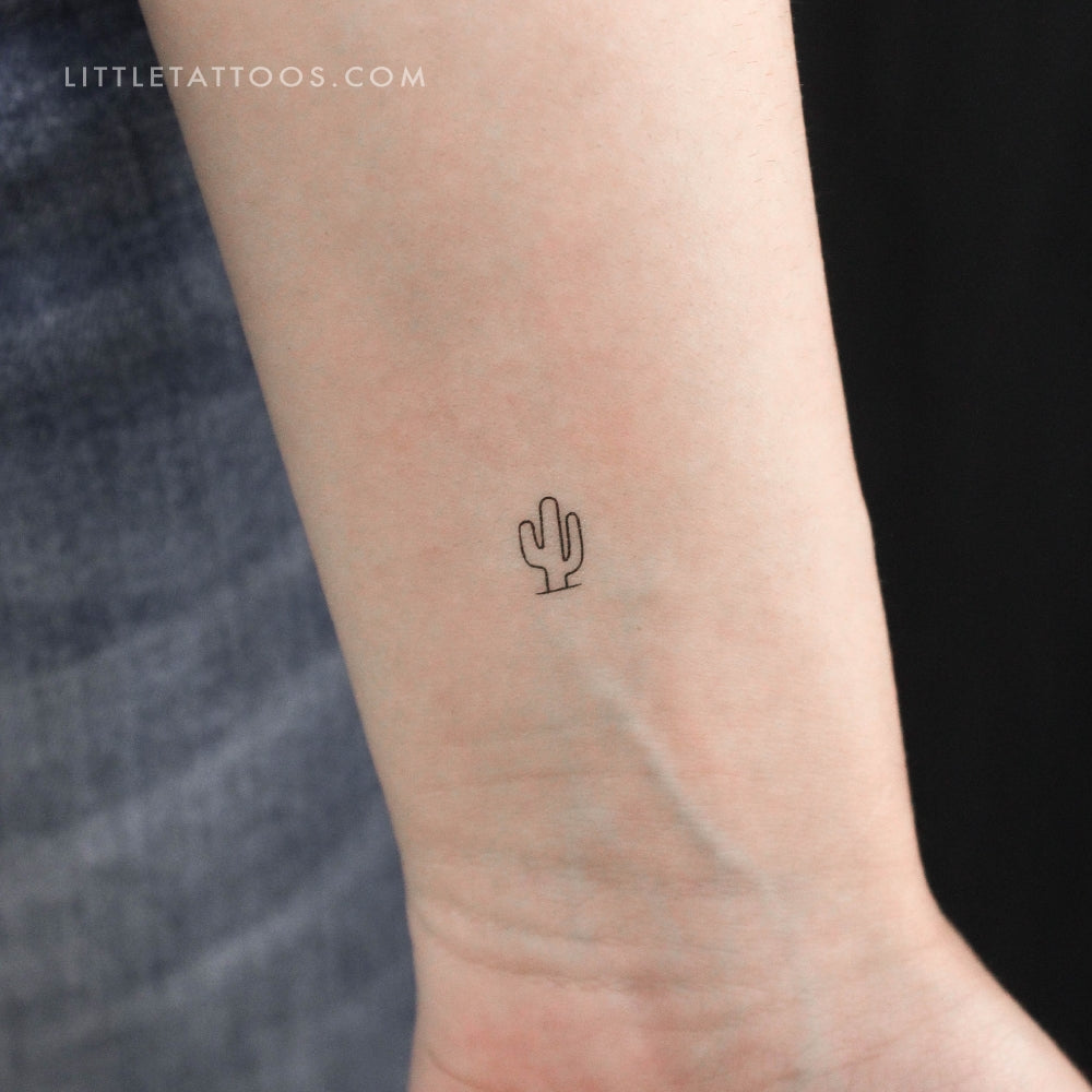 Tatuaje temporal de cactus saguaro pequeño (juego de 3)