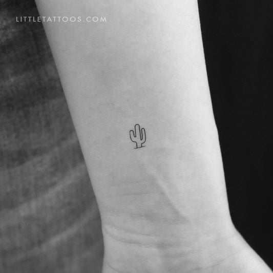 Tatuaje temporal de cactus saguaro pequeño (juego de 3)