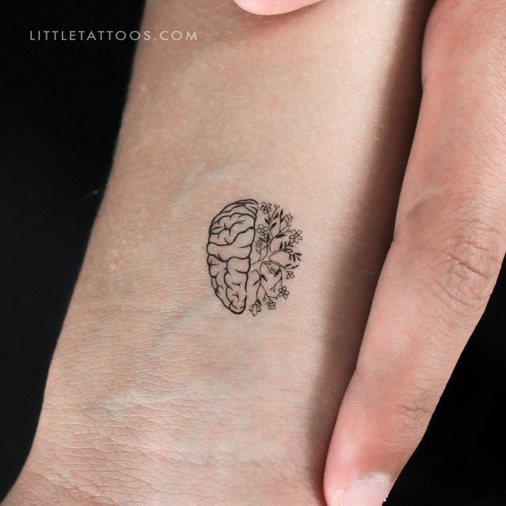 Tatuaje temporal de flor de cerebro - Juego de 3