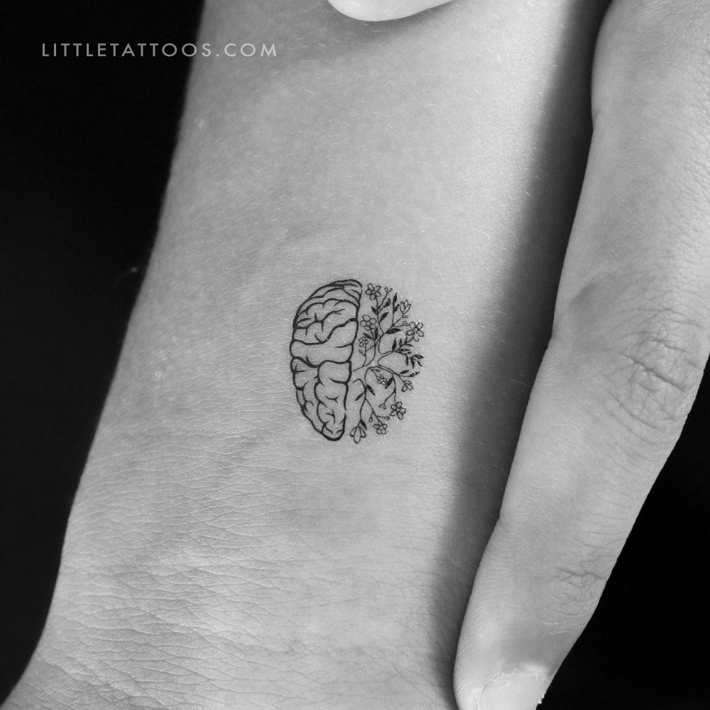Tatuaje temporal de flor de cerebro - Juego de 3