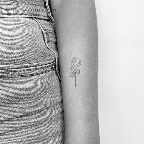 Small Daisy Bouquet Temporary Tattoo - Set of 3