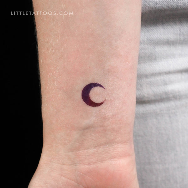 Purple and Pink Crescent Moon Temporary Tattoo - Set of 3