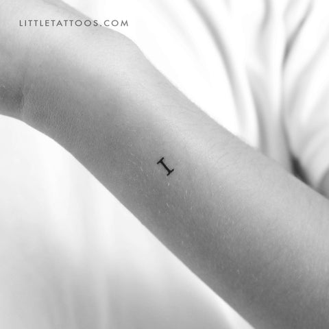 I Uppercase Typewriter Letter Temporary Tattoo - Set of 3