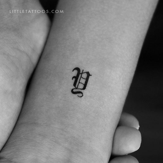 Tatuaje temporal de la letra Y gótica - Juego de 3