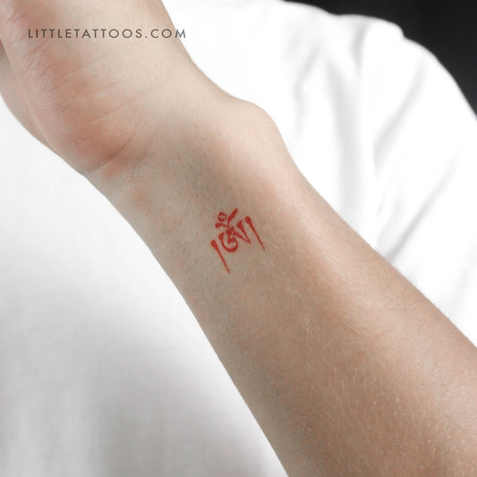 Tatuaje temporal Om tibetano rojo - Juego de 3
