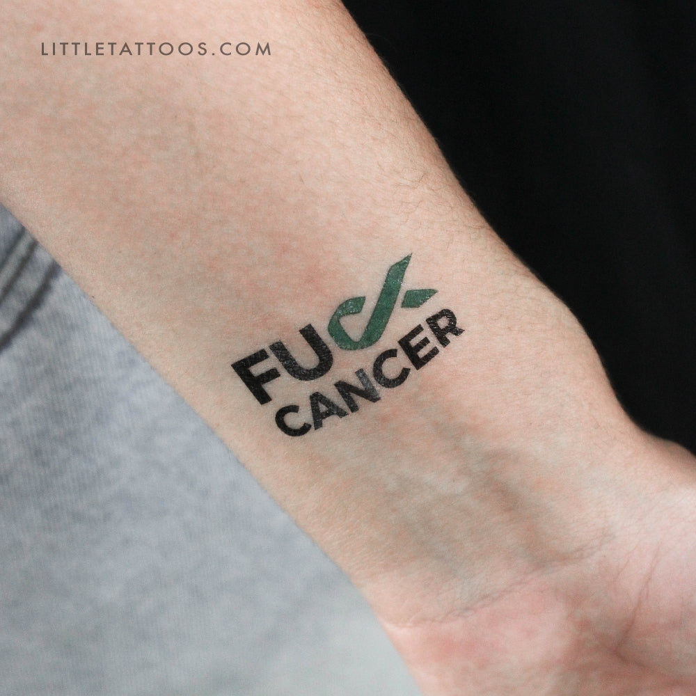 Tatuaje temporal "A la mierda con el cáncer de ovario" - Juego de 3