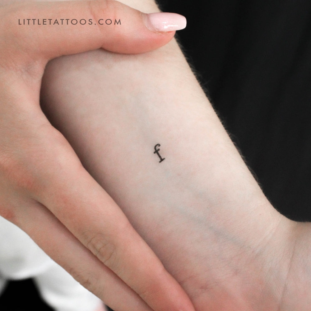 F Lowercase Typewriter Letter Temporary Tattoo - Set of 3