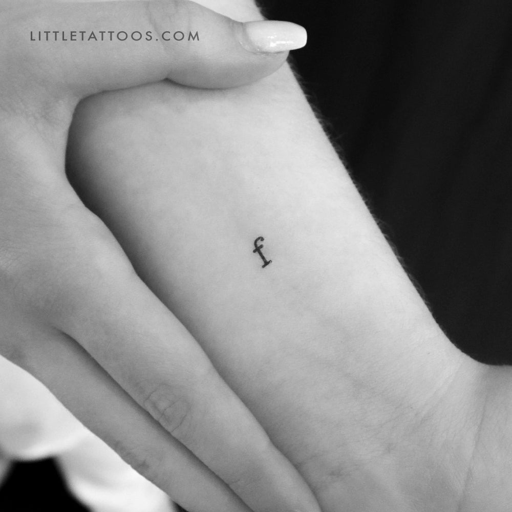 F Lowercase Typewriter Letter Temporary Tattoo - Set of 3