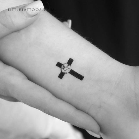 Earth Cross Temporary Tattoo - Set of 3