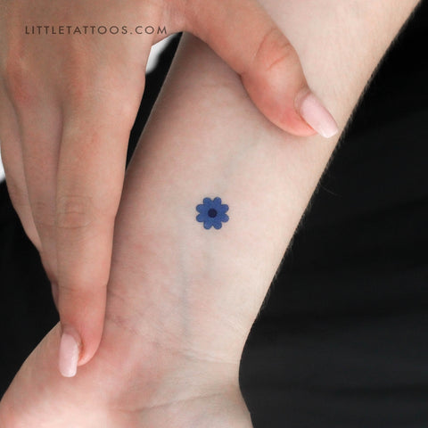 Blue Flower Temporary Tattoo - Set of 3