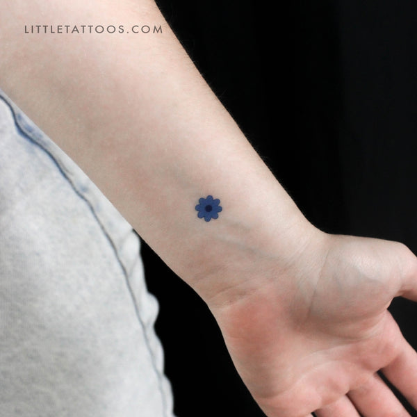 Blue Flower Temporary Tattoo - Set of 3