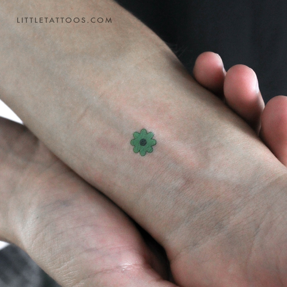 Light Green Flower Temporary Tattoo - Set of 3