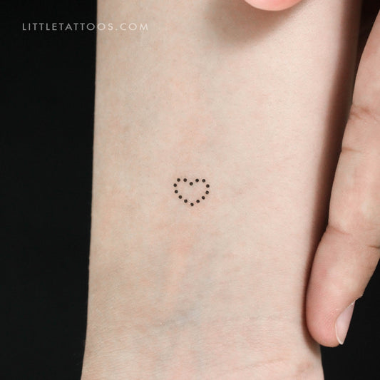 Tatuaje temporal de corazón pequeño con puntos - Juego de 3