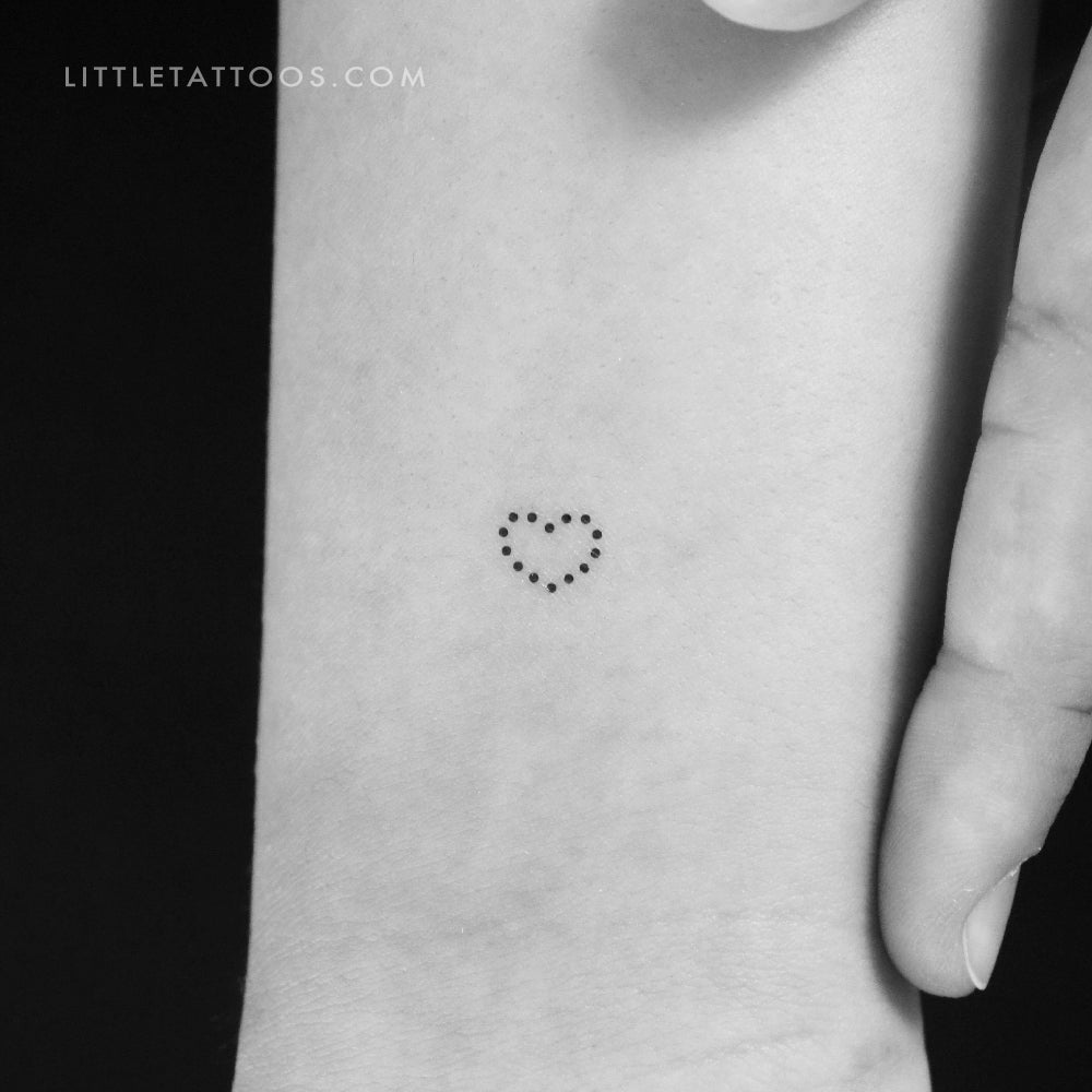Tatuaje temporal de corazón pequeño con puntos - Juego de 3