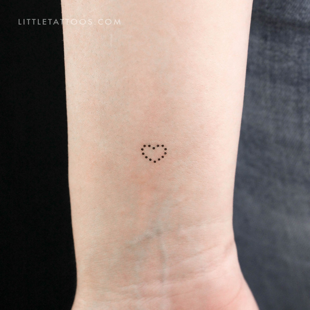 Tatuaje temporal de corazón pequeño con puntos - Juego de 3
