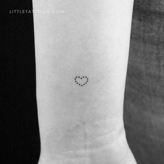 Tatuaje temporal de corazón pequeño con puntos - Juego de 3
