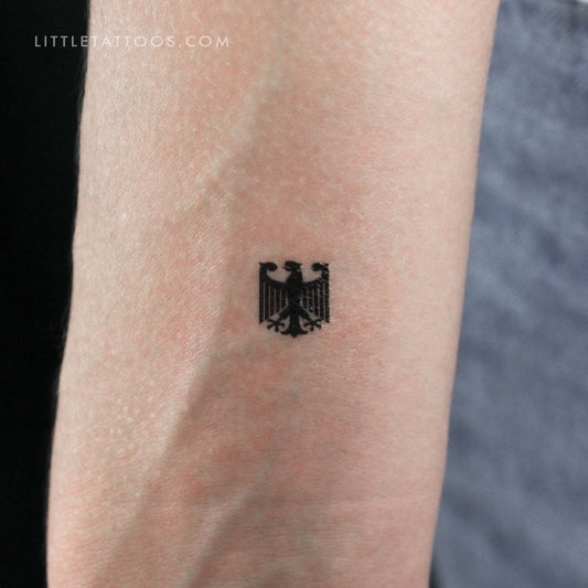 Tatuaje temporal pequeño de águila con escudo de armas alemán (juego de 3)