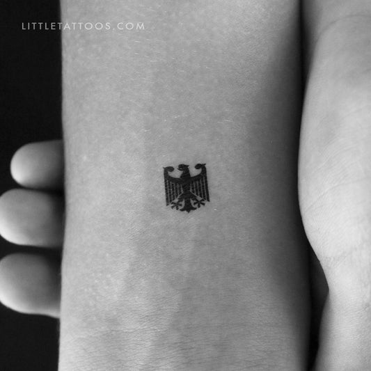 Tatuaje temporal pequeño de águila con escudo de armas alemán (juego de 3)