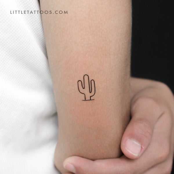 Small Saguaro Cactus Temporary Tattoo - Set of 3