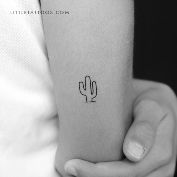 Small Saguaro Cactus Temporary Tattoo - Set of 3