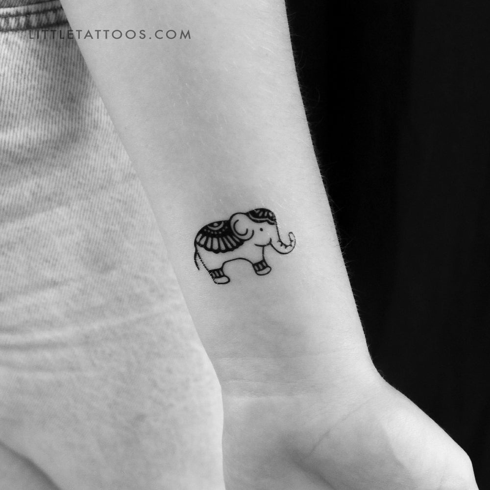 Ornamental Elephant Temporary Tattoo (Set of 3)