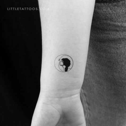 Tatuaje temporal de luna y mujer - Juego de 3