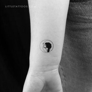 Moon And Woman Temporary Tattoo - Set of 3