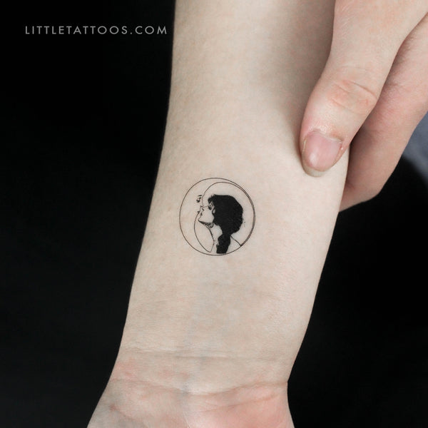 Moon And Woman Temporary Tattoo - Set of 3