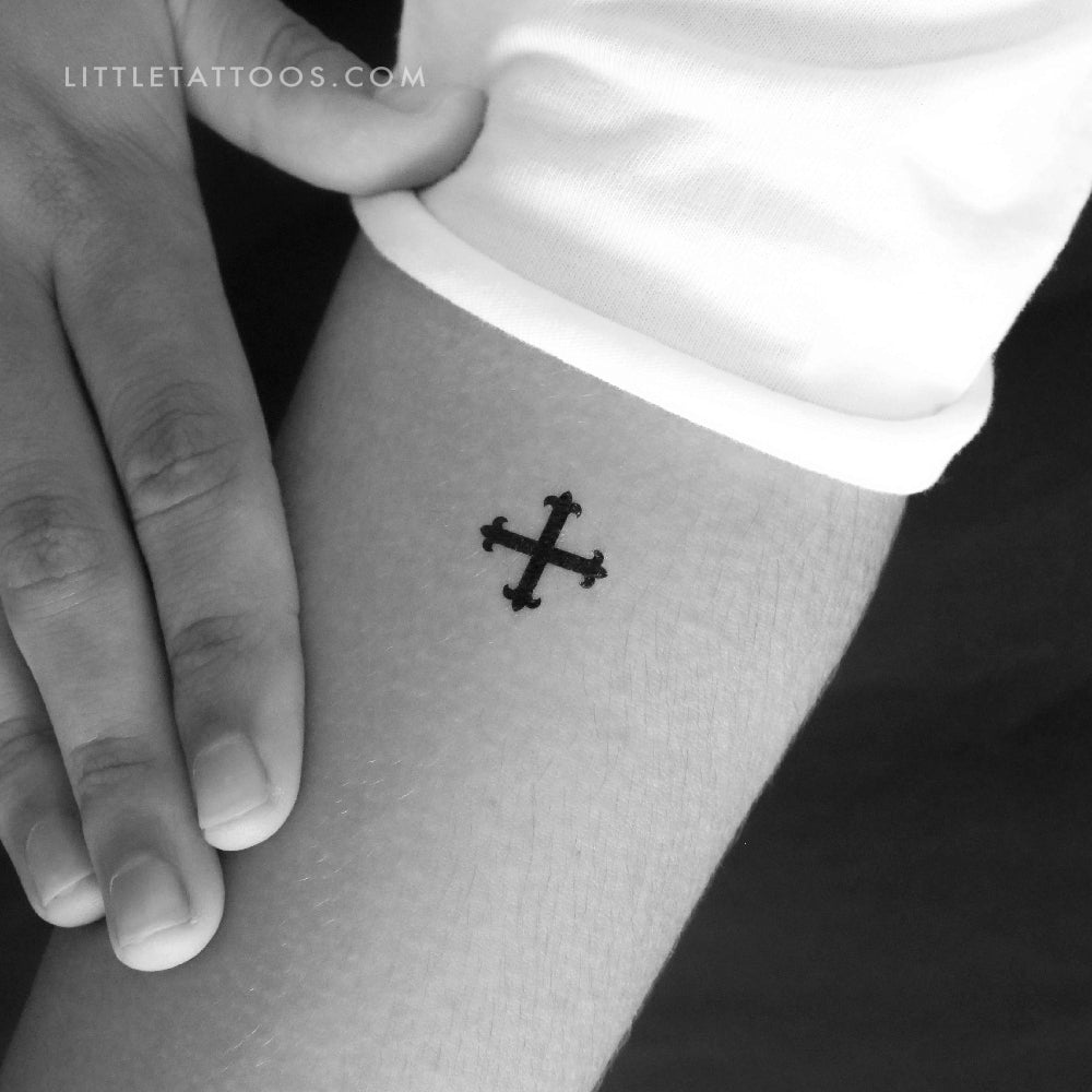 Cross Fleury Temporary Tattoo - Set of 3