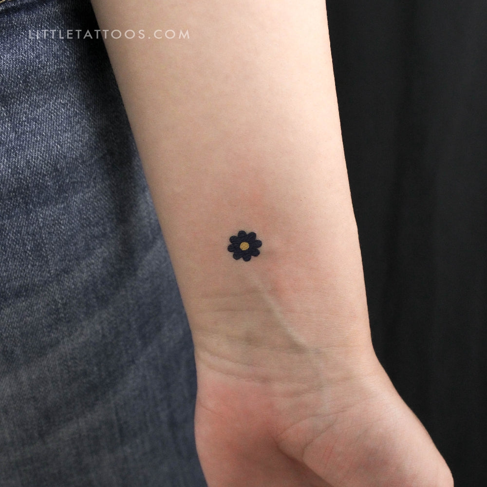 Tatuaje temporal de flor azul oscuro (juego de 3)
