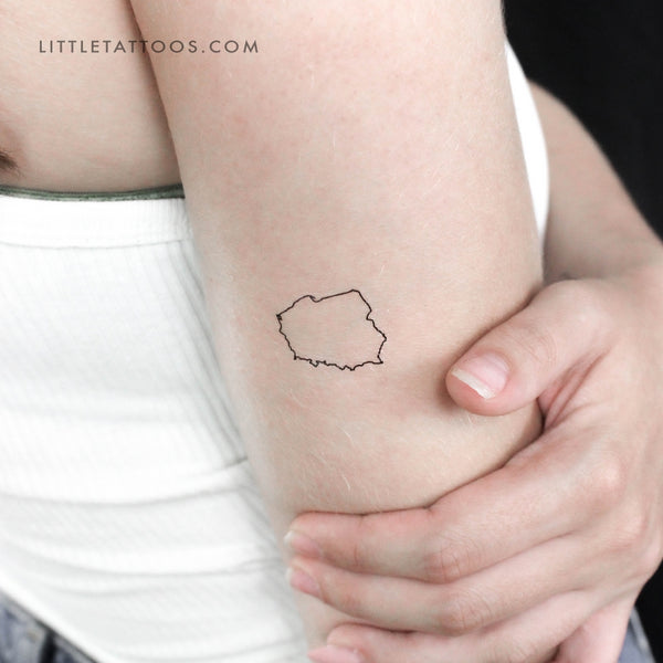 Poland Map Outline Temporary Tattoo - Set of 3