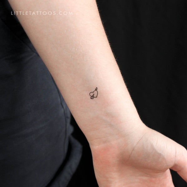 Tiny Heart And Arrow Temporary Tattoo - Set of 3