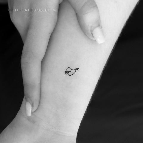 Tiny Heart And Arrow Temporary Tattoo - Set of 3