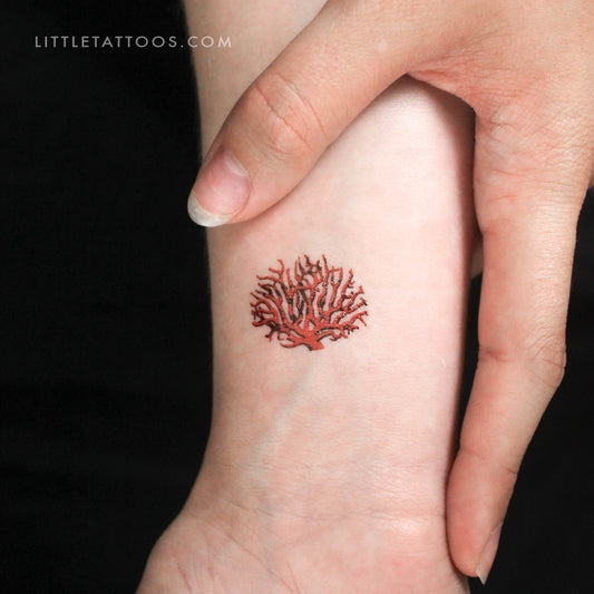 Tatuaje temporal de coral rojo - Juego de 3