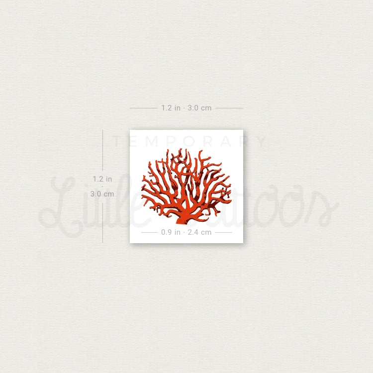 Red Coral Temporary Tattoo - Set of 3