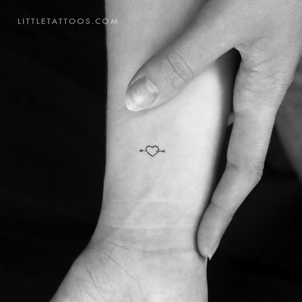 Little Heart And Arrow Temporary Tattoo - Set of 3