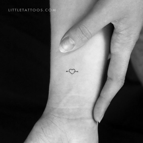 Little Heart And Arrow Temporary Tattoo - Set of 3