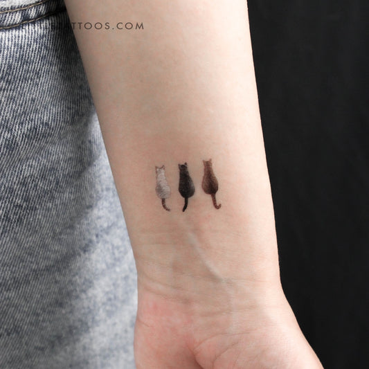 Tatuaje temporal de tres gatos (juego de 3)