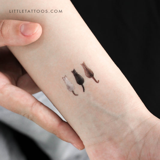 Tatuaje temporal de tres gatos (juego de 3)